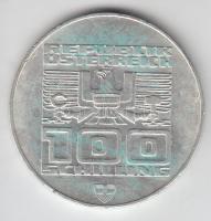 Ausztria 1976. 100Sch Ag "Innsbruck - XII. téli olimpia / Síelő" T:2-
Austria 1976. 100 Sc...