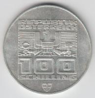 Ausztria 1976. 100Sch Ag "Innsbruck - XII. téli olimpia / Épületek és olimpiai logó" T:2-
...