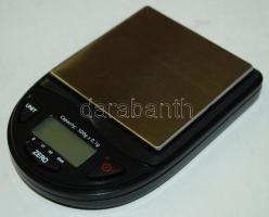 Elektromos ékszermérleg új állapotban, bőrtokkal, 500g-ig /  Digital jewelry scales with leather case, capacity: 500gr