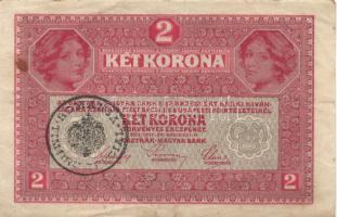 1917. 2K + 1918. 25K "3000" feletti sorozatszámmal, hullámos hátlappal mindhármon hamis ro...