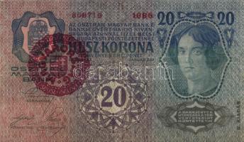 1912. 100K + 1913. 20K (2x) mindhárom "Felülbélyegzés 1919. jan.31. Nyírbátor Város Tanácsa&quo...