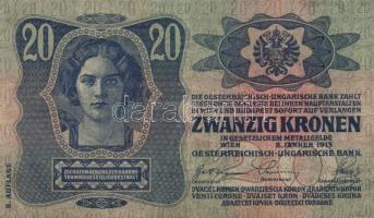 1912. 100K + 1913. 20K (2x) mindhárom "Felülbélyegzés 1919. jan.31. Nyírbátor Város Tanácsa&quo...