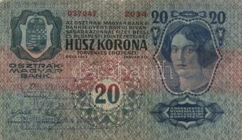 1912. 100K + 1913. 20K (2x) mindhárom "Felülbélyegzés 1919. jan.31. Nyírbátor Város Tanácsa&quo...