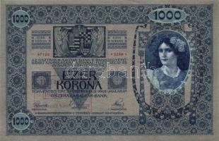 1902. 1000K + 1912. 100K + 1913. 20K mindegyik rózsaszín "Felülbélyegzés 1919. jan.11. Kecskemé...