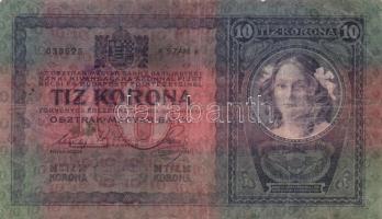 1904. 10K (4x) kétféle "SHS" felülbélyegzésekkel, egyiken bélyeg is T:III,IV