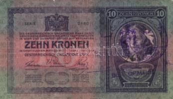 1904. 10K (4x) kétféle "SHS" felülbélyegzésekkel, egyiken bélyeg is T:III,IV