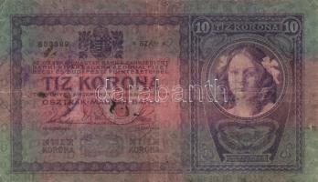 1904. 10K (4x) kétféle "SHS" felülbélyegzésekkel, egyiken bélyeg is T:III,IV