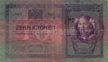 1904. 10K (4x) kétféle "SHS" felülbélyegzésekkel, egyiken bélyeg is T:III,IV