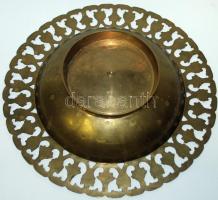 Zománcozott réz dísztál, apró hibákkal, d:25 cm