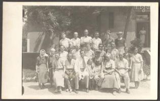 cca 1930 Mészároslegények a vágóhíd előtt fotólap / butchers at the sloughterhouse