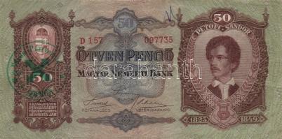 1930-43. 10P ,20P, 50P, 100P mindegyik hamis "Városi Pártvezető SOPRON" felülbélyegzéssel ...