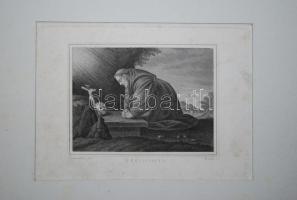 cca 1850 Szt Ferenc 2 db litho kép paszpartuban / St Francis litho pictures A/4