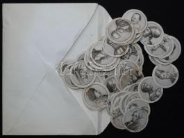 1800-as évek eleje híres történelmi személyiségek arcképei 110 db rézmetzsetű kép / Famous historica...