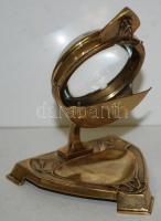 cca 1900 Szecessziós réz zsebóratartó nagyítóval / 
Jugendstil brass pocket watch stand with magnify...