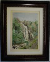 Nant Grognant jelzéssel: Vízesés, akvarell, papír, jelzés a hátoldalon, üvegezett keret, 40×32 cm