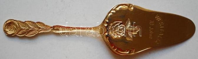 Aranyozott süteményes kanál, " Westfalia 70 Jahre", jelzett