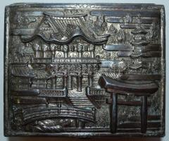 Japán ón szelence, hibás zsanérral 4×11×9 cm