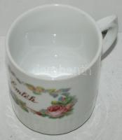 Zsolnay nagy bögre, virág díszítéssel, matricás,   "Emlék" felirattal, hibátlan