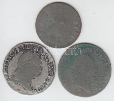 Ausztria 1815-1828. 3Kr Ag 3klf típus T:3,3- Austria 1815-1828. 3 Kreuzer Ag 3 various coins C:F,G