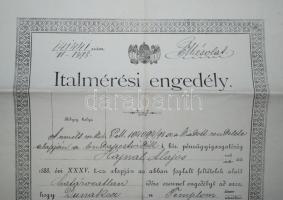 1898 Dunakeszi Italmérési engedély másolata