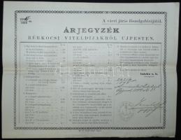 1899 Árjegyzék a bérkocsi viteldíjakról Újpesten. Jegyzői aláírással 30x24 cm