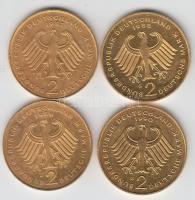 NSZK 1987-1990. 2M (4x) aranyozva T:1-
GFR 1987-1990. 2 Mark (4x) gold plated C:AU