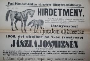 1906 Lótenyésztési versenyt meghirdető képes plakát, szép állapotban 32x48cm