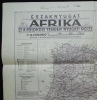 1943 ÉNY Afrika és a Földközi tenger nyugati része, M. Kir. Honvéd Térképészeti Intézet, beírásokkal...