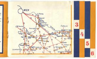 cca 1940 Magyarország autótérképe Sphynx benzinkúthálózattal és kilóméter-mutatóval 6 részben / Sphy...