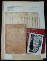 1919-1986 Kis papírrégiség-tétel: útlevél, hivatalos levél, fotók, naptárak, stb