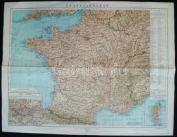 cca 1910 M. Földrajzi intézet: Franciaország térképe / Map of France 60x50 cm