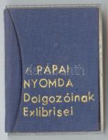 Minikönyv, A Pápai Nyomda dolgozóinak Ex Librisei, sorszámozott, 28 db fametszettel