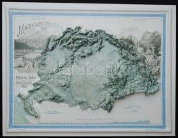 Magyarország hegyrajzi és vízrajzi domború térképe 22,5x17 cm