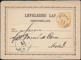 1873 2kr díjjegyes levelezőlap / PS-card DOBRA - .../VÁROS