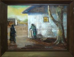 Perédy Tibor: Találkozás, olaj-gipsz, farost, jelzett, 60×70 cm