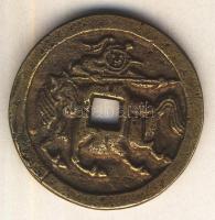 Kína DN. Karmikus Br érem ló motívummal (57mm) T:2-
China ND. Horse Charm coin (57mm) C:VF