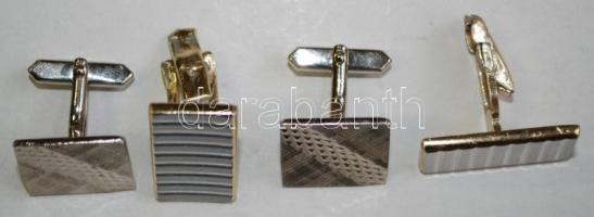 Két pár mandzsettagomb, art-deco stílusban