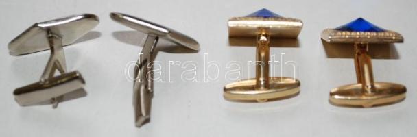 Két pár mandzsettagomb, csiszolt üveggel