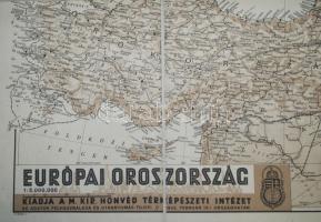 1942 M. kir. honvéd térképészeti intézet: Az európai Oroszország vászontérképe berajzolva rajta a fr...