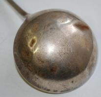 Két darab ezüst merőkanál, egyik horpadt a másik címeres, jelzettek Dianás és mesterjelesek, Nettó 3...