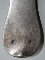 Két darab ezüst merőkanál, egyik horpadt a másik címeres, jelzettek Dianás és mesterjelesek, Nettó 3...