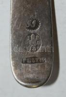 Antik ezüst kanál és kis kanál, egyik címeres, jelzettek 1844,1854 és mesterjelek, Nettó 80 g./ 2 si...