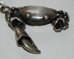 Ezüst rákos kulcstartó, egyik olló hiányzik, jelzett, nettó:29 g