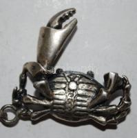 Ezüst rákos kulcstartó, egyik olló hiányzik, jelzett, nettó:29 g