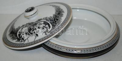 Szász Endre u.: Arcok c. Hollóházi porcelán bonbonnier, jelzett / 
Faces designed by Endre Szasz Hol...