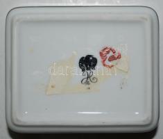 Szász Endre által tervezett Hollóházi jelzett porcelán ékszeres doboz /  Faces designed by Endre Sza...