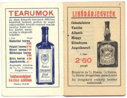 1936 Elek italkereskedés reklámos naptár italárjegyzékkel