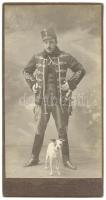 cca 1890 Dohányzó magyar huszár keményhátú fotó. / Hungarian hussar photo 9x18 cm