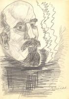 Molnár C. P. jelzéssel: Férfi fej, grafit, papír,  30x21cm