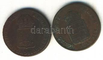 1848. 1Kr T:3 + Ausztria/magyar verdejel 1816B 1Kr T:2-/3